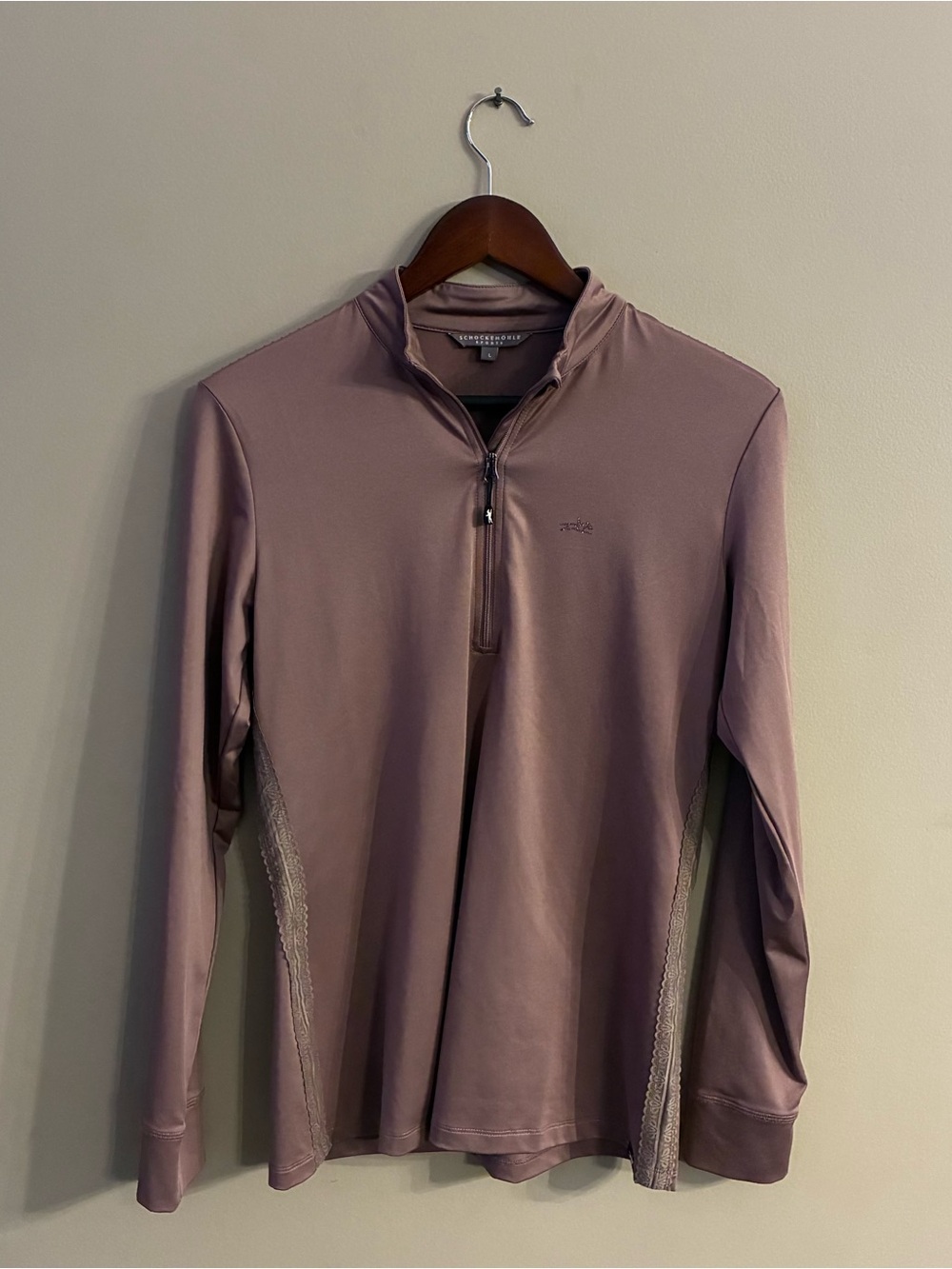 Schockemöhle Sport 1/4 Zip Long Sleeve Shirt - Mauve with Diamond and Lace